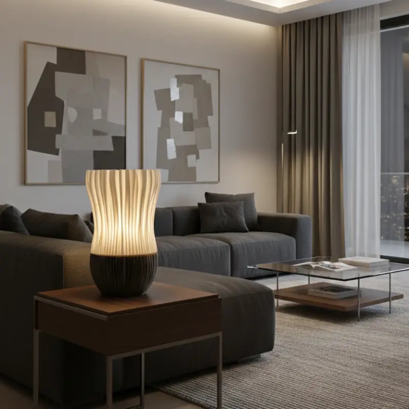 Maris sculptural table lamp, in a contemporary living room