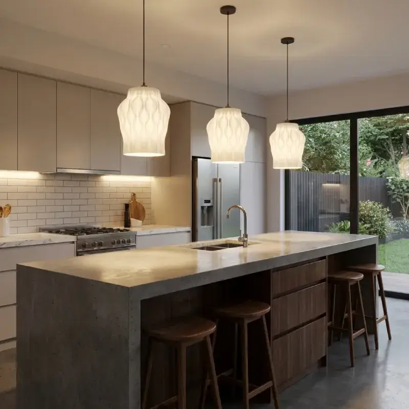 3 Persia pendant lights in a modern kitchen